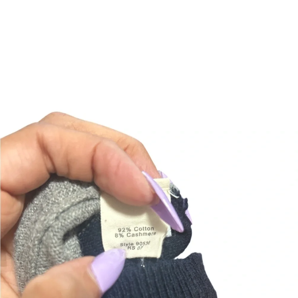 J.Crew Navy Gray Striped Sweater Vest Mens L Preppy Cotton Cashmere